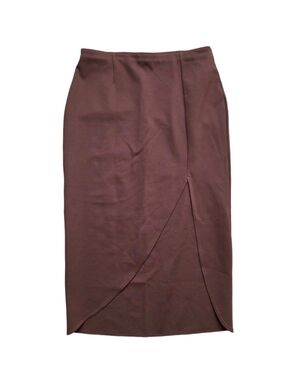 Abercrombie & Fitch Chocolate-Brown Midi Skirt With Slit Size MP